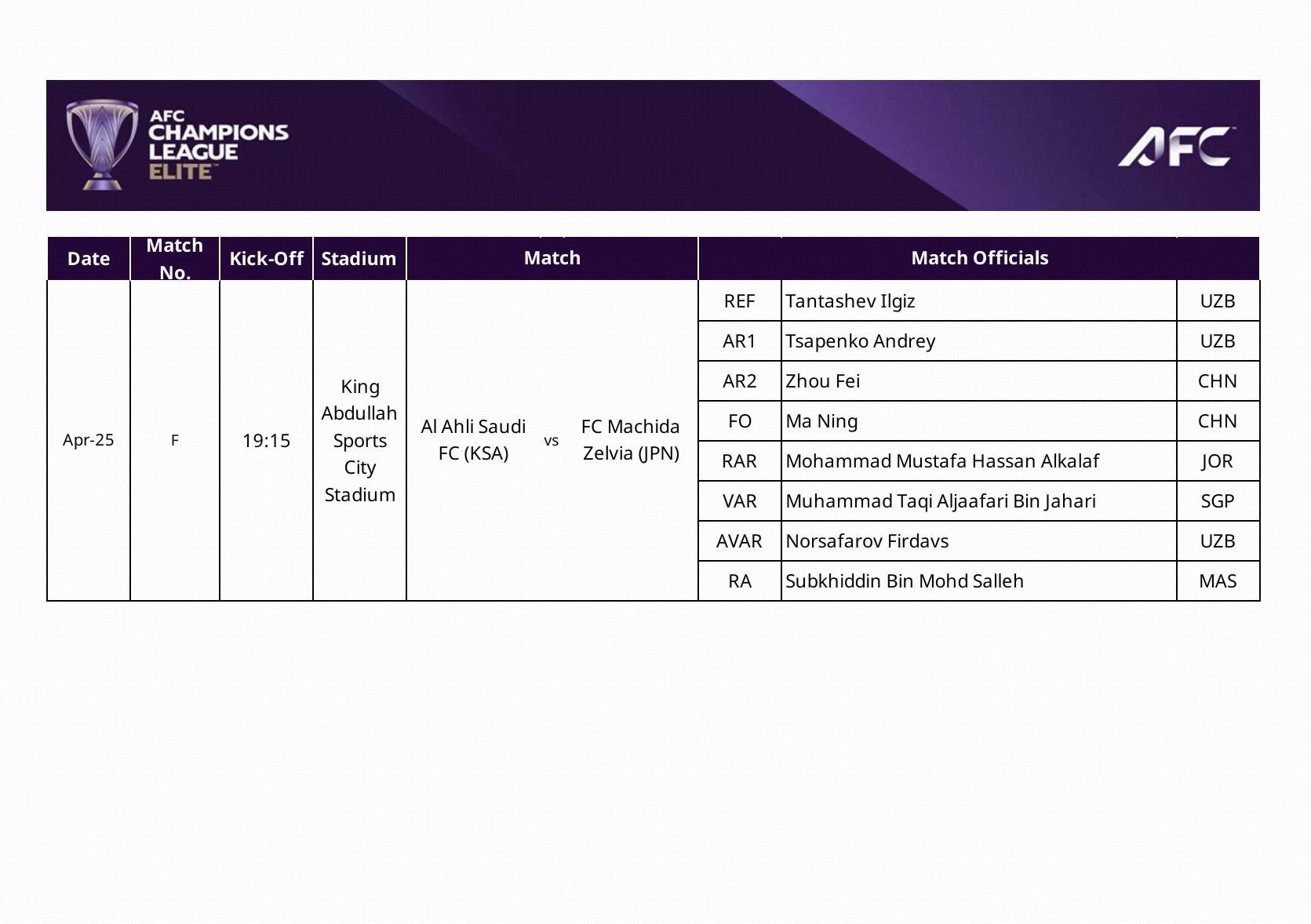 开奖公告-官方：马宁以四官身份执法亚冠精英赛决赛，周飞担任边裁